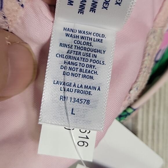 Vineyard Vines Swimsuit Bikini Top Pink Palm Lemon Print Womens Size Large NWT - Picture 12 of 12